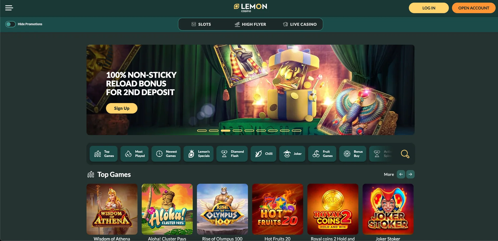 Lemon Casino Interface